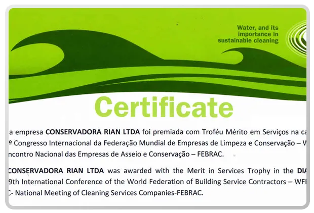 Certificado FEBRAC Diamante 50 Anos